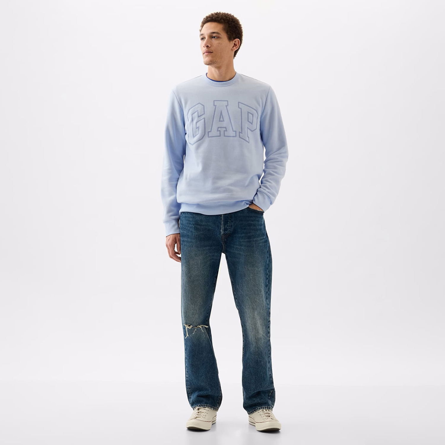 Mikina GAP Logo Crewneck Sweatshirt Bicoastal Blue Modrá | 427434-19, 0