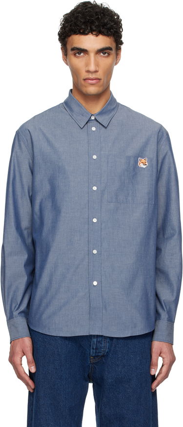 Košeľa MAISON KITSUNÉ Maison Kitsuné Fox Head Casual Shirt Modrá | OM00432WC5043, 0