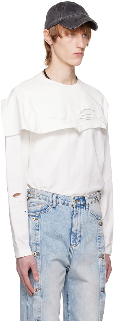 Tričko Feng Chen Wang Feng Chen Wang Distressed Long Sleeve T-Shirt Biela | FMS15LS01, 1