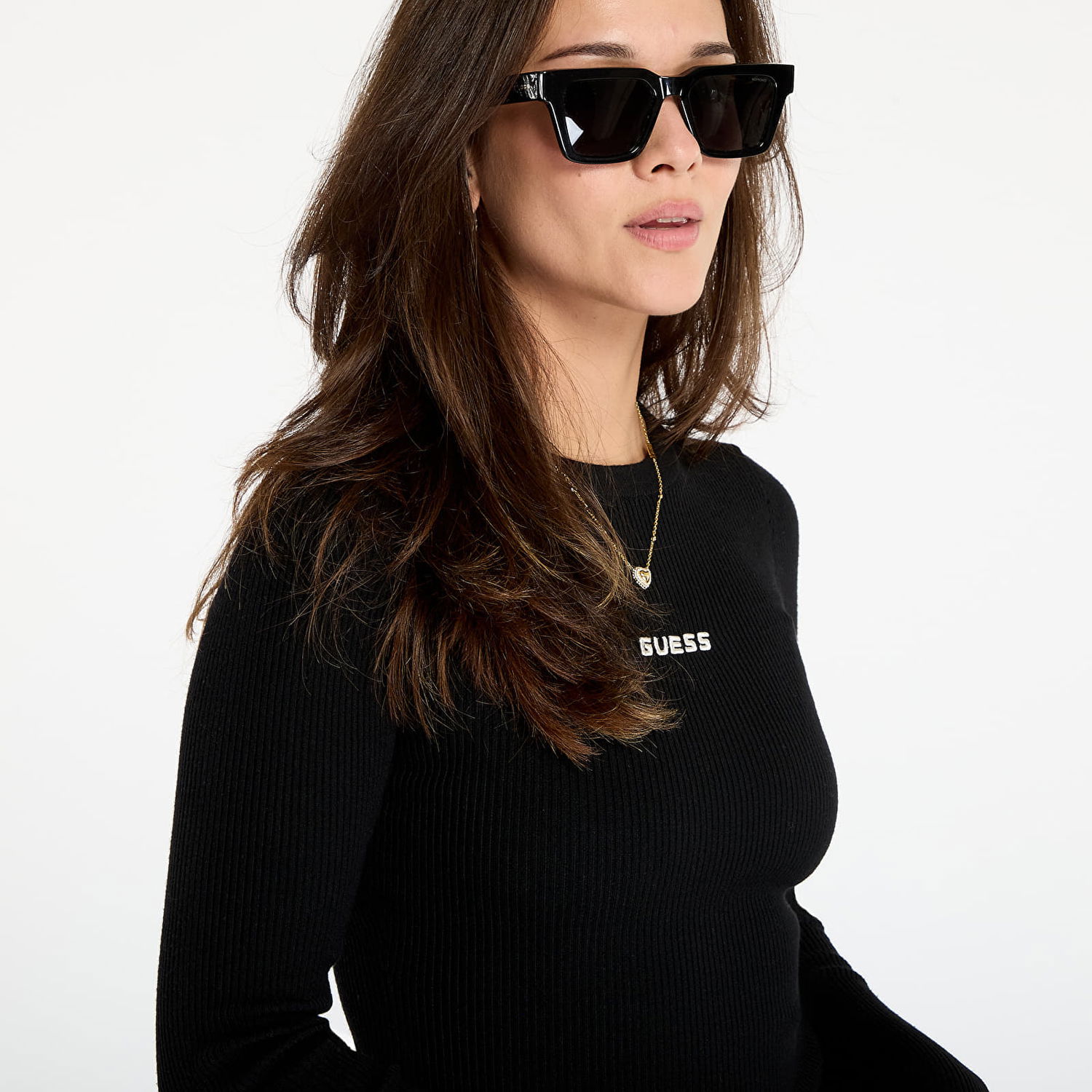 Šaty GUESS Flaminia Long Sleeve Ribbed Dress Čierna | V5BK02Z3JD2-JBLK, 1