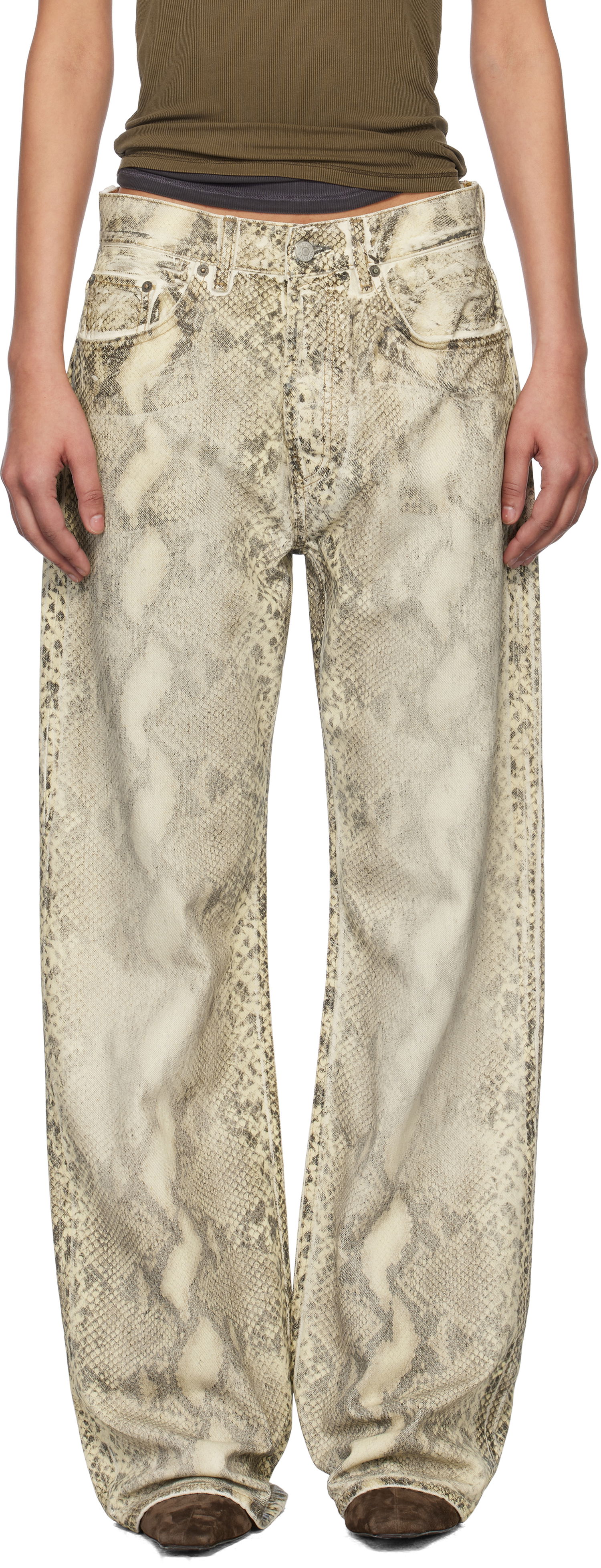 Džínsy Acne Studios Acne Studios Printed Jeans Béžová | AK0895-, 0