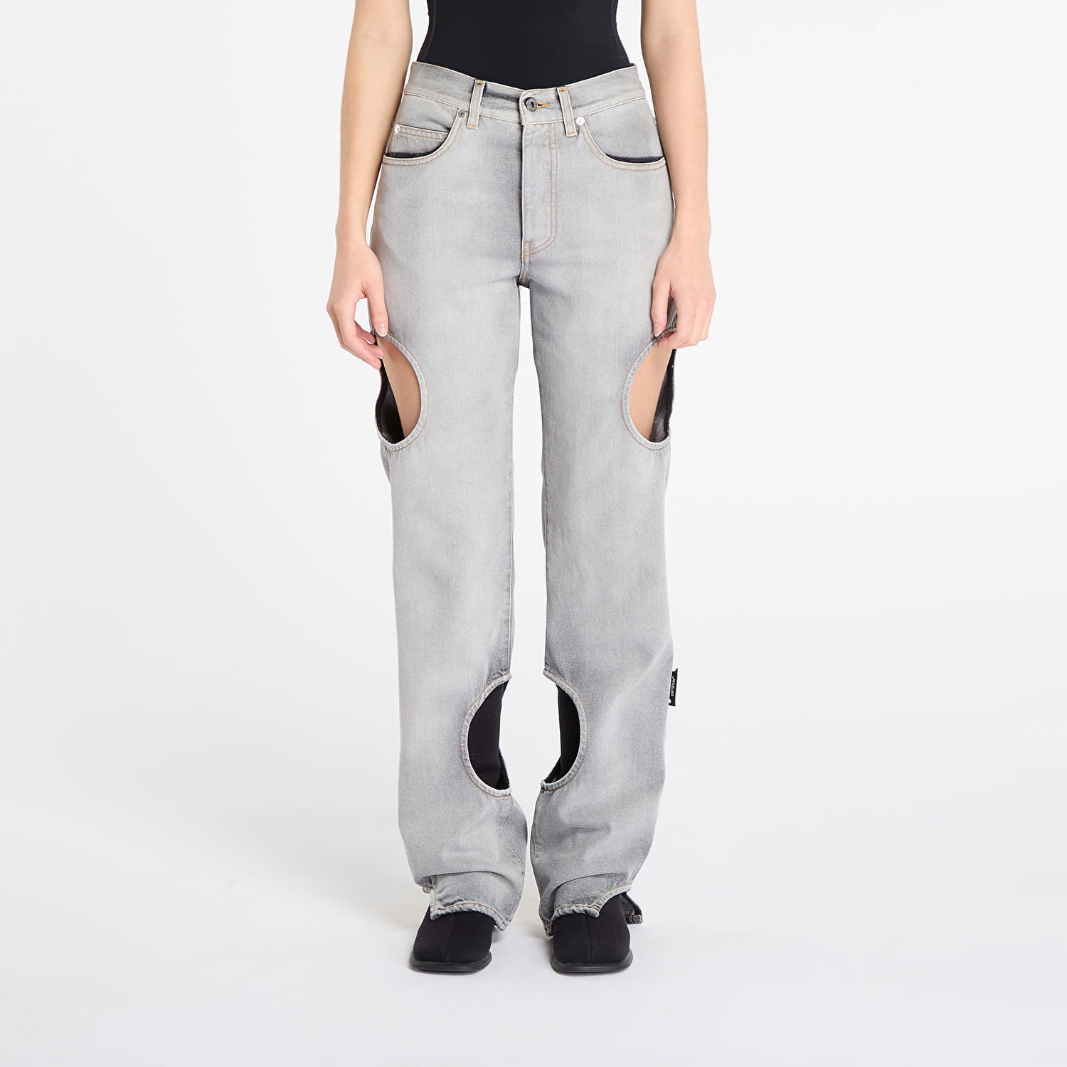 Džínsy Off-White Meteor Cut-Out Straight-Leg Denim Pants Šedá | OWYA06AF25DEN0011200, 0