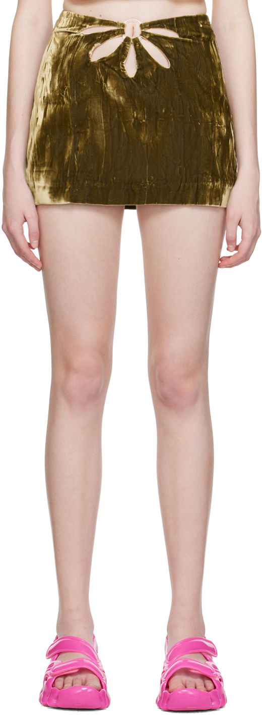 Sukňa Collina Strada Collina Strada Flower Cutout Velvet Miniskirt Zelené | XX7117 CRUSHED VELVET, 0