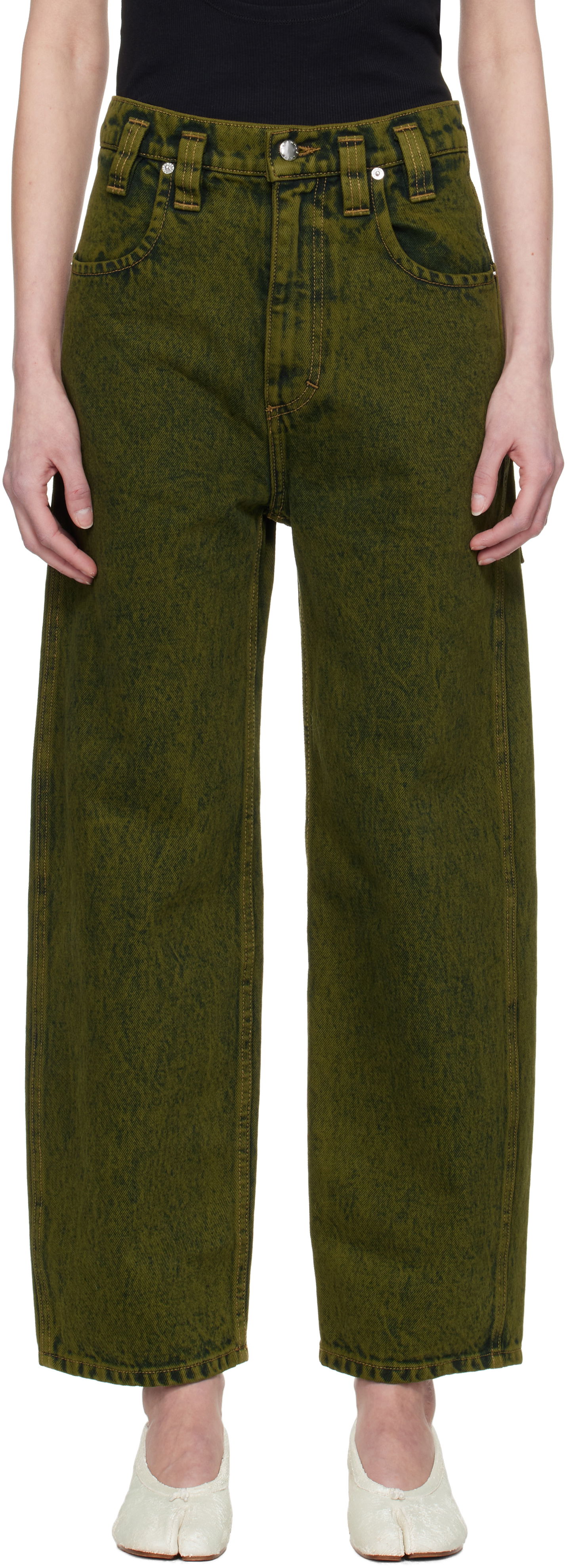 Džínsy Eckhaus Latta Eckhaus Latta Baggy Jeans Zelené | 555-EL-PS25-B -, 0