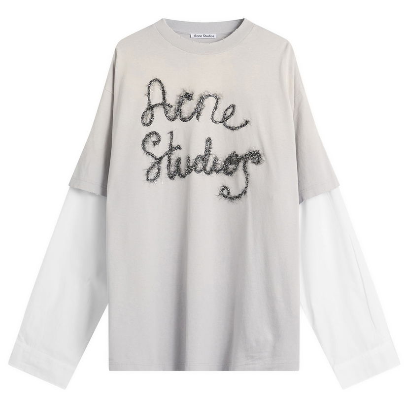 Tričko Acne Studios Acne Studios Tinsel Logo Double Sleeve T-Shirt Šedá | CL0422-228