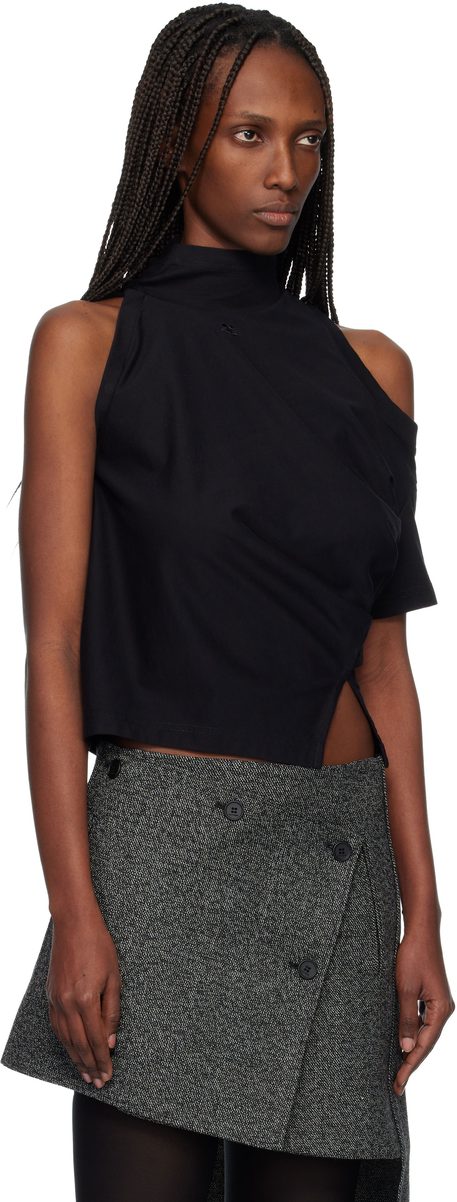 Tričko Courrèges Courrèges Twisted Jersey T-shirt Čierna | 425JTS231JS0233, 1