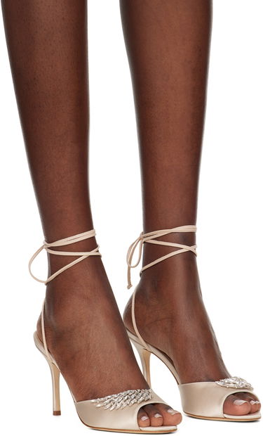 Doplnky Manolo Blahnik Manolo Blahnik Plumena 90 Embellished Satin Heeled Sandals Béžová | 124-2531-0003, 3