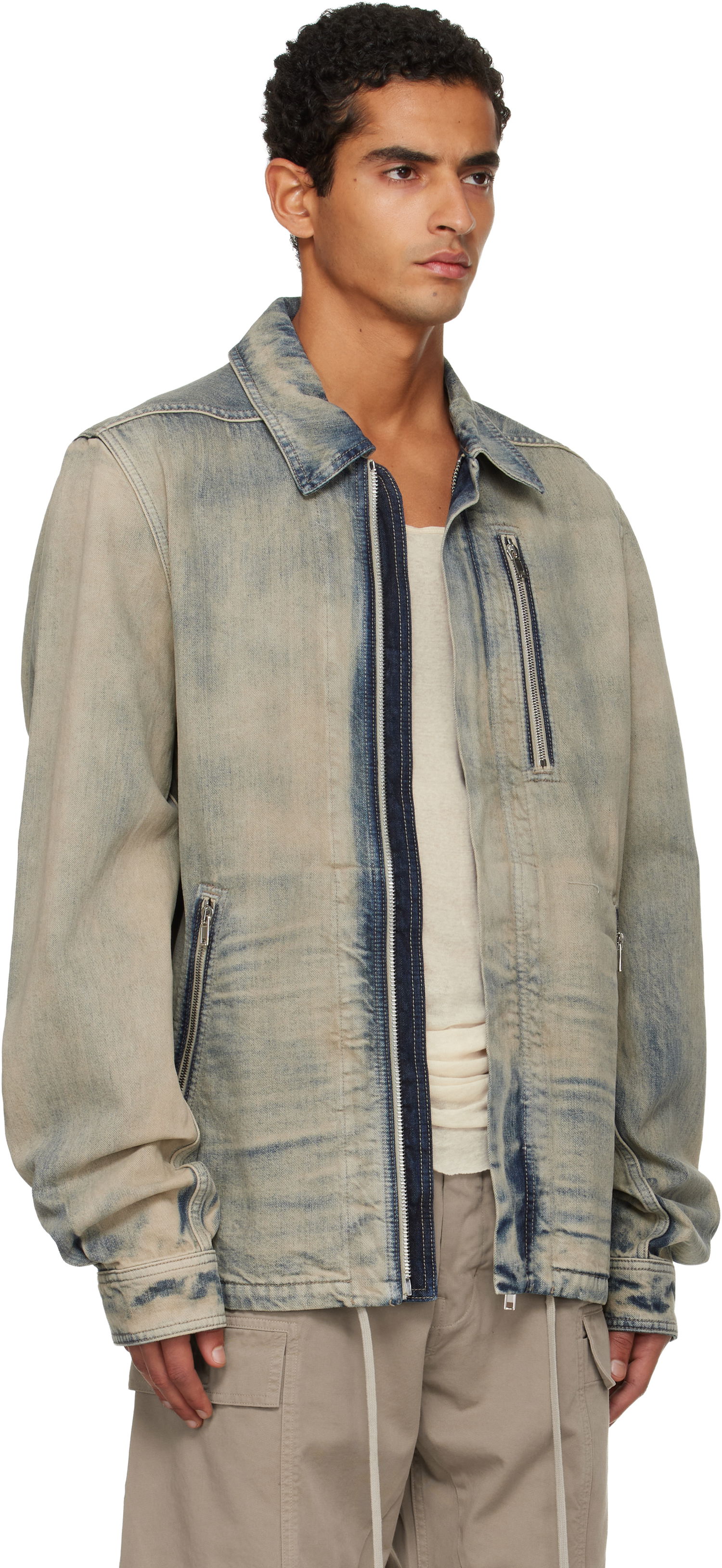 Bunda Rick Owens DRKSHDW Concordians Concealed Zipfront Denim Jacket Modrá | DU02E7775 DMP, 1