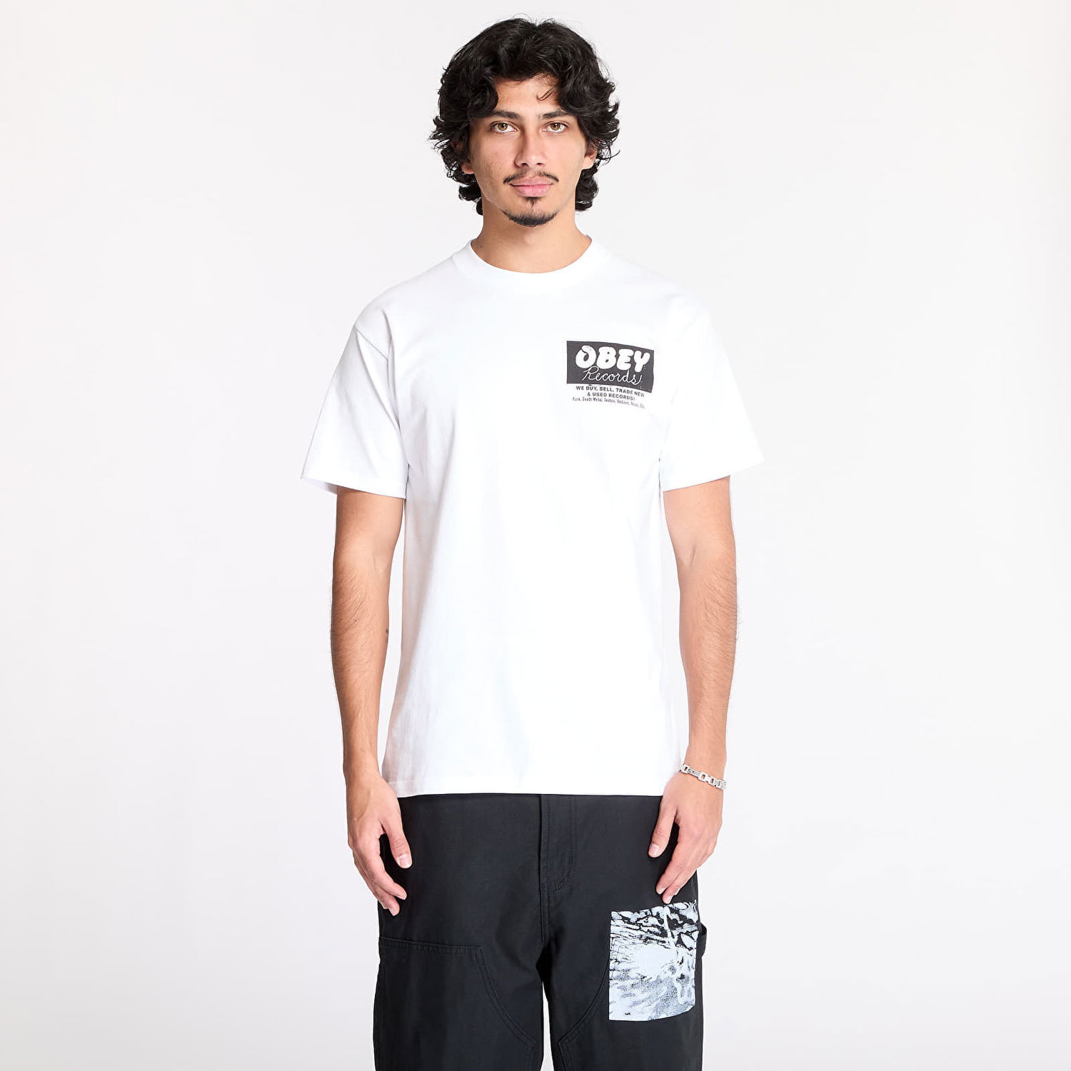 Tričko OBEY Records T-Shirt White Biela | 165263981-WHT, 0