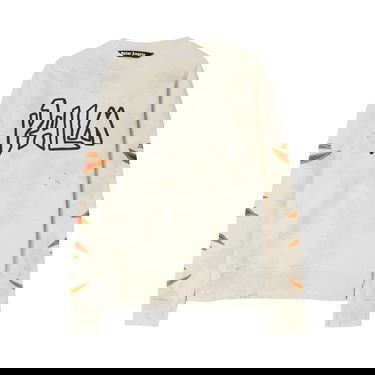 Sveter Palm Angels GD Palm Graffiti Flames Crewneck Béžová | PMBA065F22FLE0060310, 1