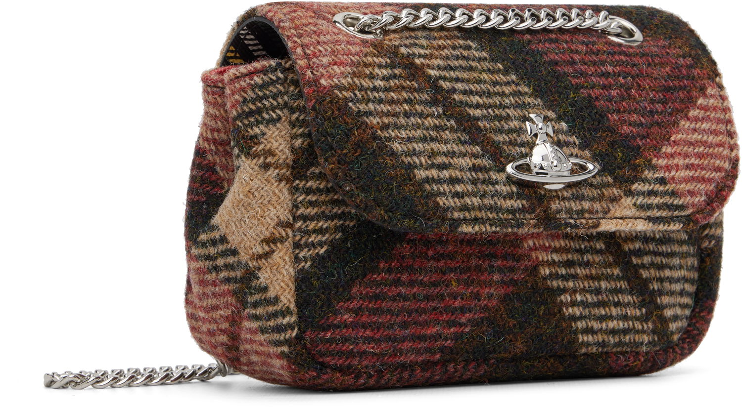 Taška cez rameno Vivienne Westwood Small Tweed Plaid Flap with Chain Strap Rôznofarebný | 5C01000WW-W018D-, 1
