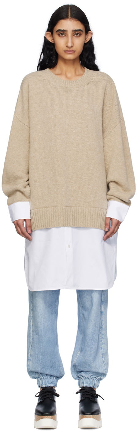 Sveter Stella McCartney Stella McCartney Women's Shirting Detail Knit Sweater Béžová | 6K08363S2515, 0