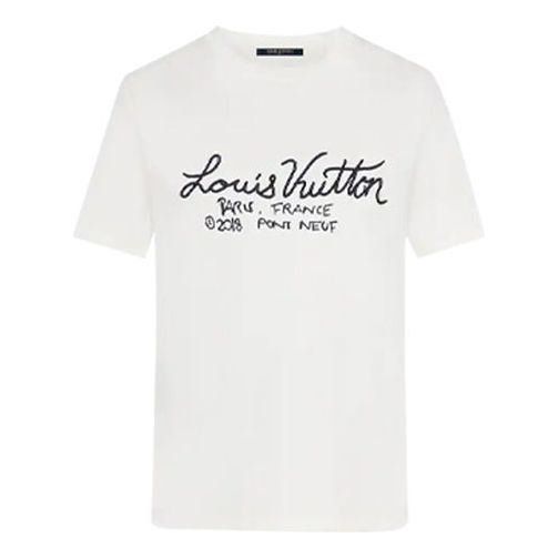 Tričko Louis Vuitton Embroidered  T-Shirt Biela | 1A7XNE