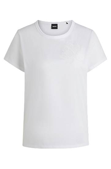 Tričko BOSS BOSS Mercerised Cotton T-Shirt with Logo Motif Biela | 50537598, 0