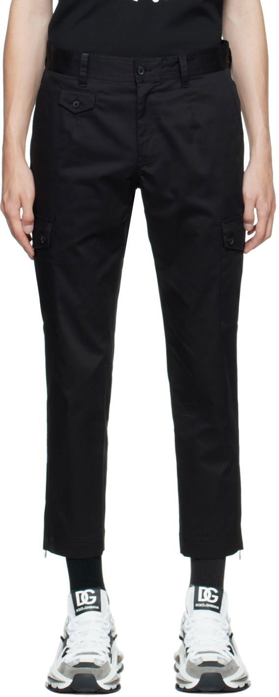 Black Cotton Cargo Pants