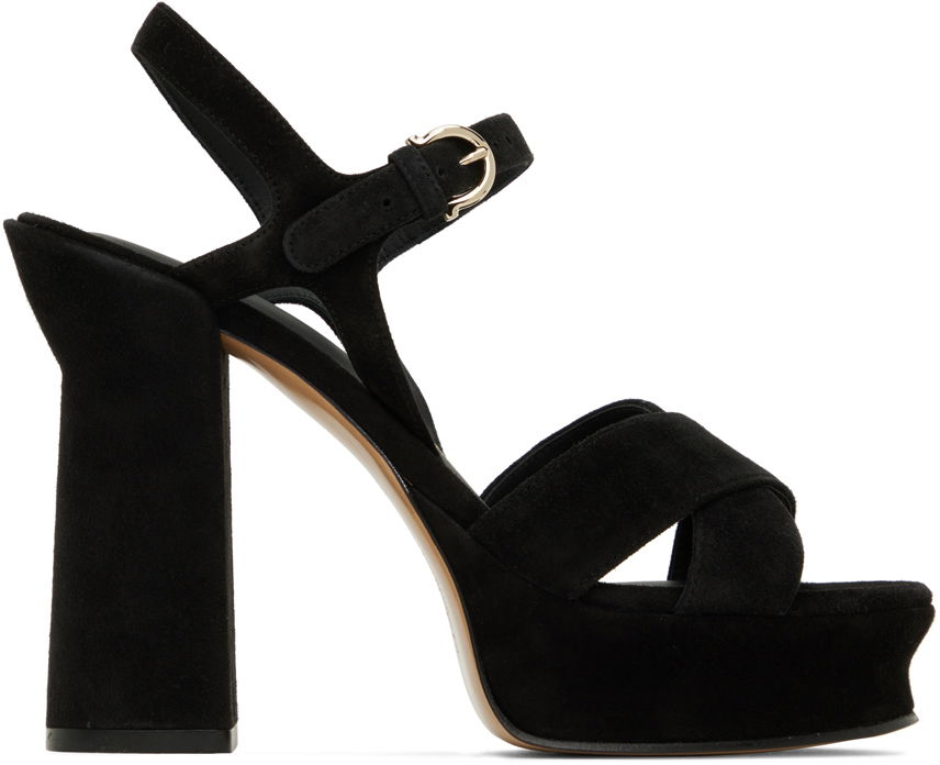 Šaty FERRAGAMO Salvatore Ferragamo Sonya Heeled Suede Platform Sandals Čierna | 01E555 758152, 0
