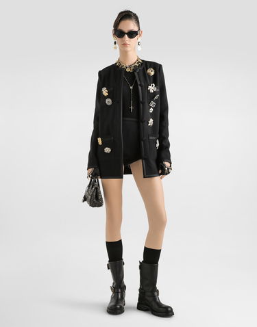 Bunda Dolce & Gabbana Dolce & Gabbana Single-breasted Double Crêpe Brooch-Embellished Jacket Rôznofarebný | F27EEZFU2L8N0000, 1