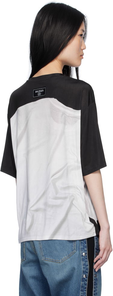 Tričko Balmain Loose Fit Optical Illusion Print T-Shirt Čierna | EF1EG110GE37, 2