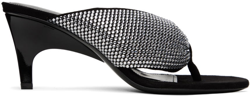 Starostlivosť o obuv The Attico Attico Rem Crystal-Embellished Heeled Thong Sandals Čierna | 236WS756 TL08, 0