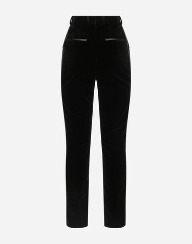 Nohavice Dolce & Gabbana Tailored Velvet Tuxedo Pants Čierna | FTC71TFUVG7N0000_1, 1