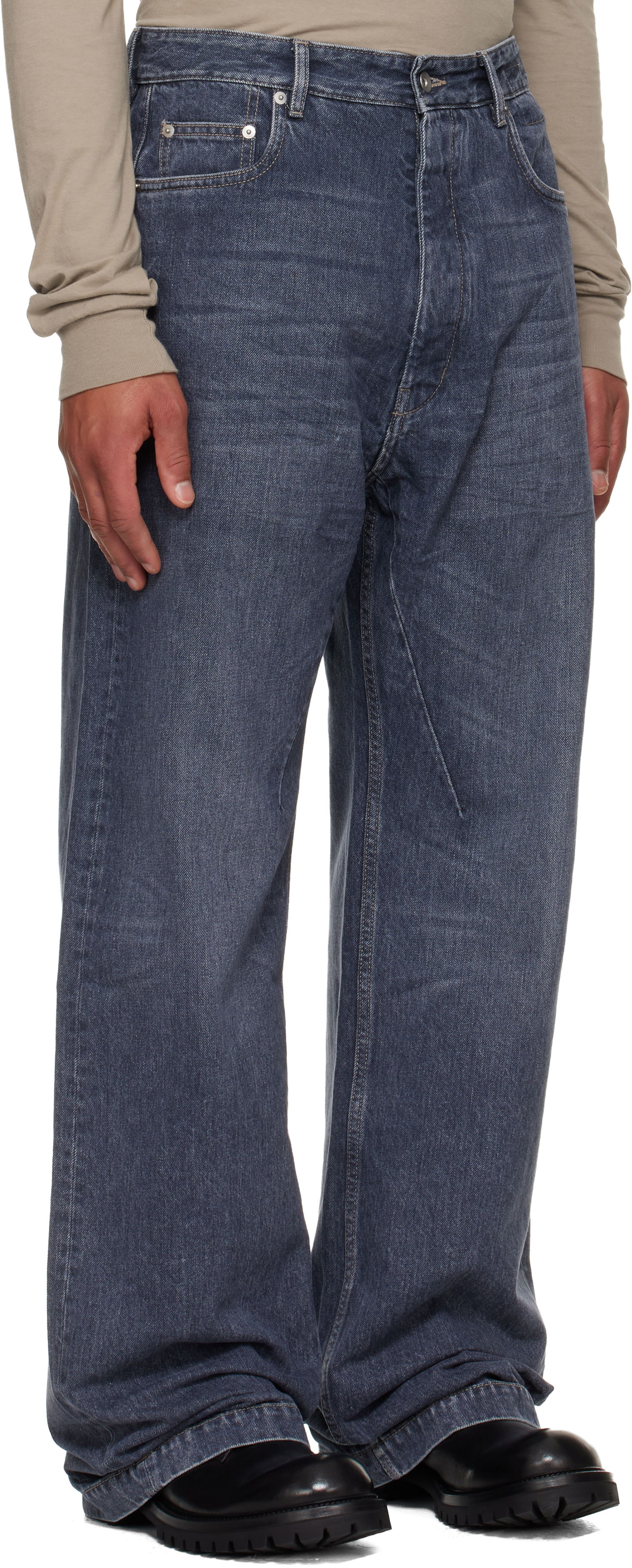 Džínsy Rick Owens Jeans Faded Wide-Leg DRKSHDW Concordians Geth Modrá | DU02E7351 DGY, 1