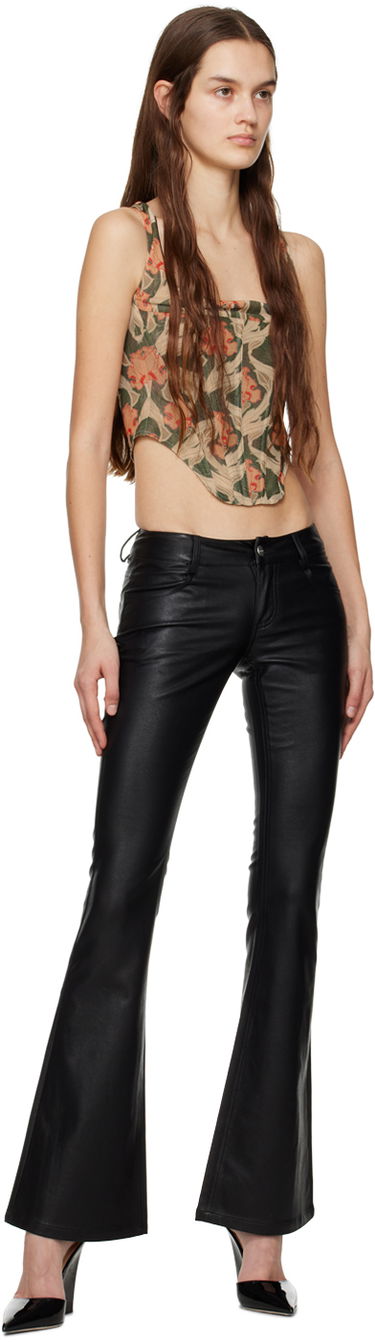 Nohavice Miaou Miaou Roxy Faux-Leather Flare Pants Čierna | 1027PUBLK, 3