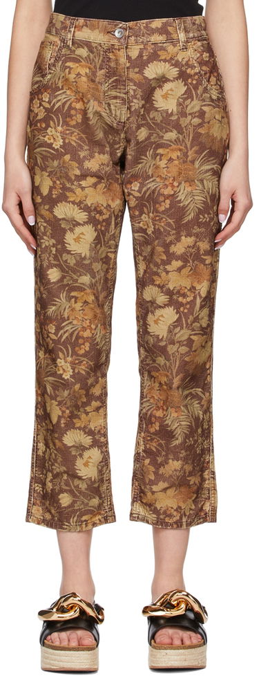 Nohavice YMC YMC Floral Print Straight-Leg Jeans Hnedá | Q4SAQ, 0