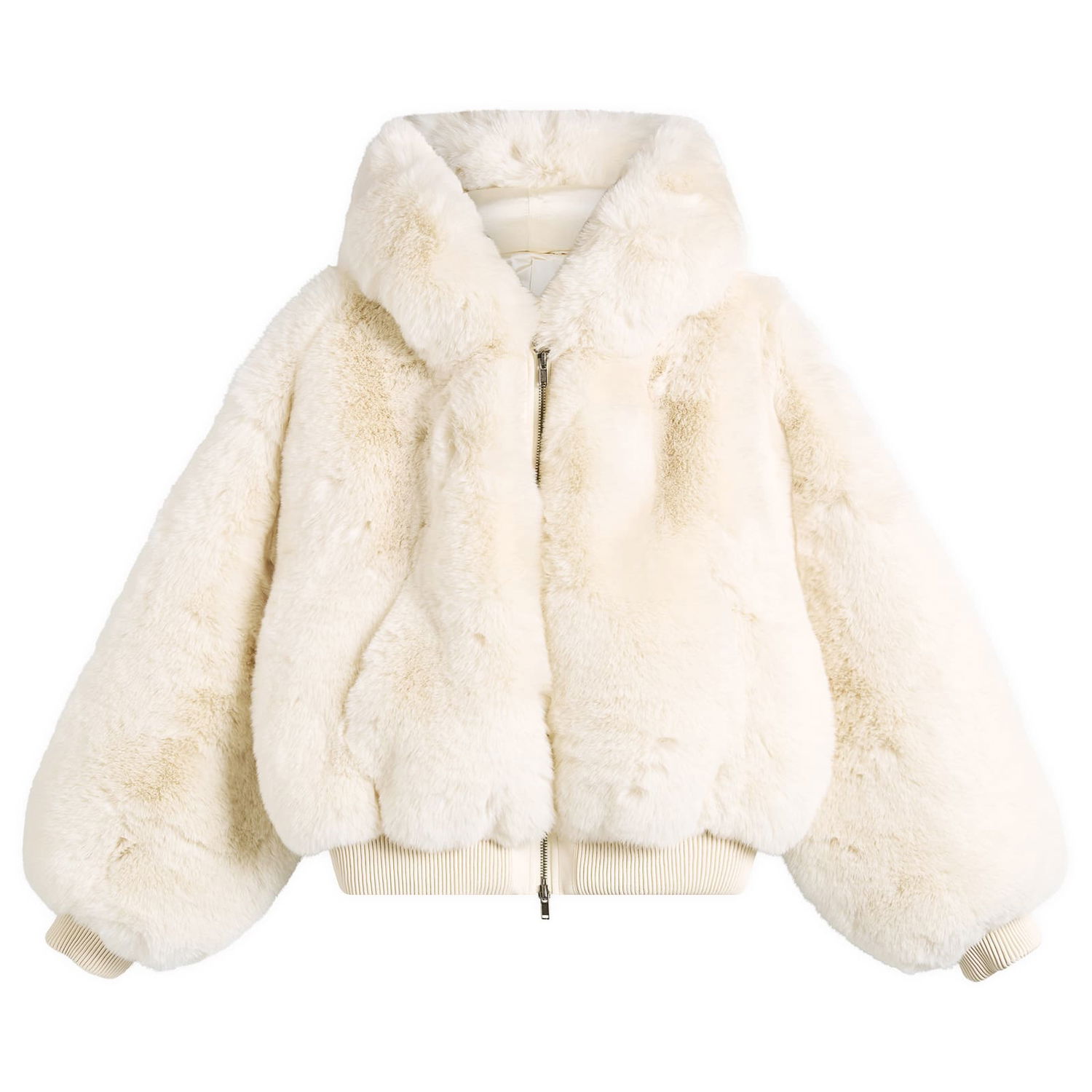 Bunda SKIMS Faux Fur Shrunken Hoodie Jacket, Size X-Small Béžová | ZU-ZUP-10048W-EGT, 0