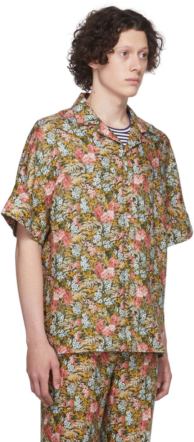 Košeľa Erdem Floral-Print Short Sleeve Shirt Zelené | MV22_503MLFL PHILIP SHIRT, 1