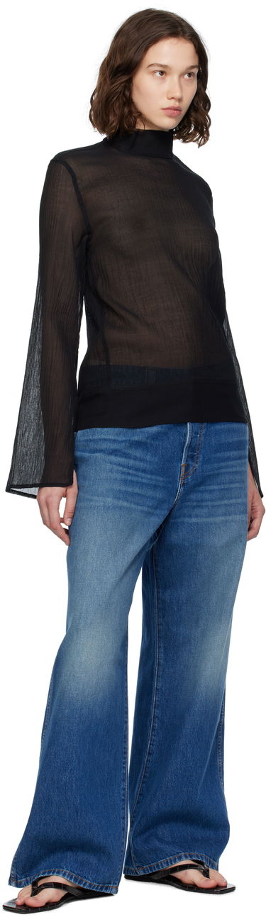 Košeľa TOTEME TOTEME Slit Sleeve Mock Neck Blouse Čierna | 253-WRT0546-FB0462, 3