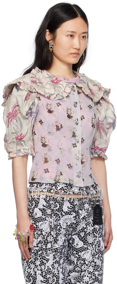Košeľa Chopova Lowena Floral Print Blouse With Large Collar Fialová | 2215, 1