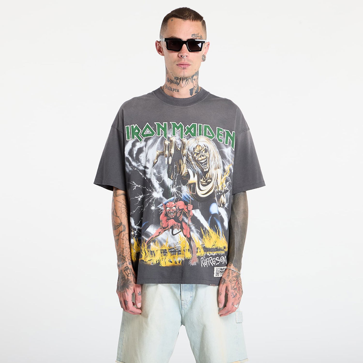 Tričko Represent Clo REPRESENT x Iron Maiden Number Of Beast T-Shirt Sunfade Grey Šedá | MLM100583-46, 0