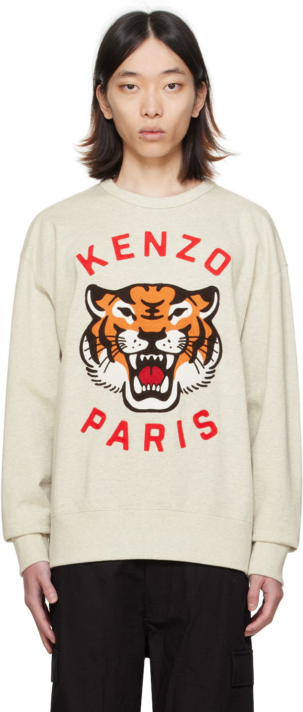 Mikina KENZO Paris Lucky Tiger Sweatshirt Béžová | FE58SW0104MF