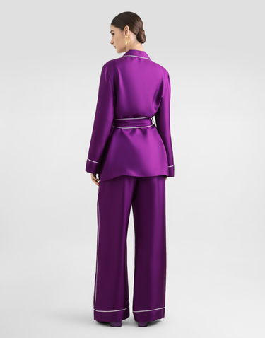 Nohavice Dolce & Gabbana Dolce & Gabbana Silk Twill Vanity Pants Fialová | FTAMPTFU10SF0571, 2