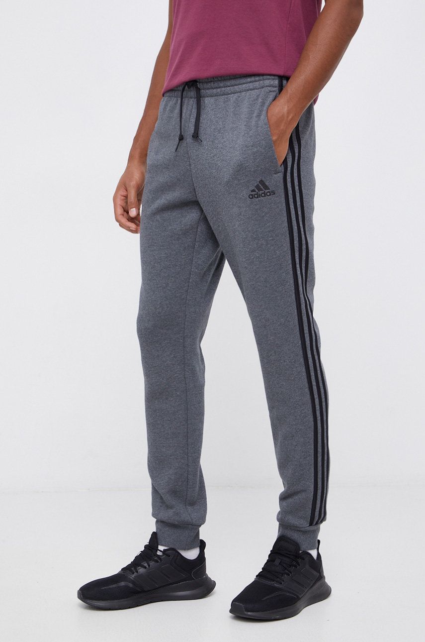 Tepláky adidas Performance Essentials French Terry Tapered Cuff 3 Stripes Šedá | GK8826, 0