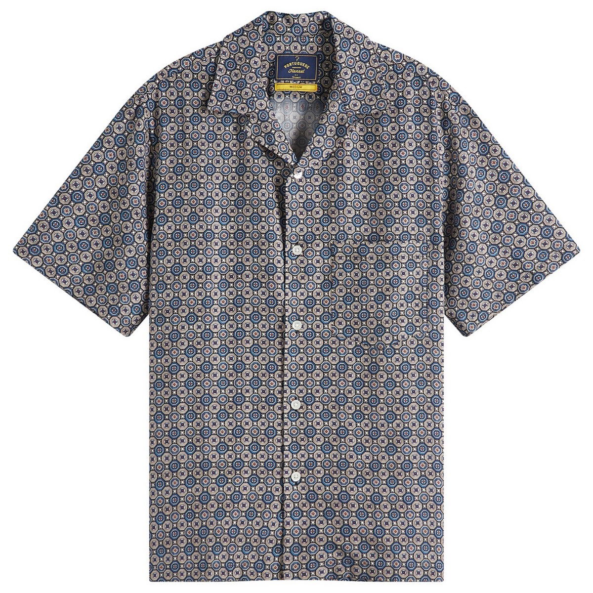 Košeľa Portuguese Flannel Conte Mini Tile Vacation Shirt, Size Large Modrá | SS25-018-BLU, 0