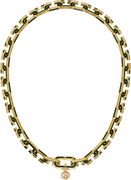 Gold-Tone Green Enamel 'C' Link Necklace