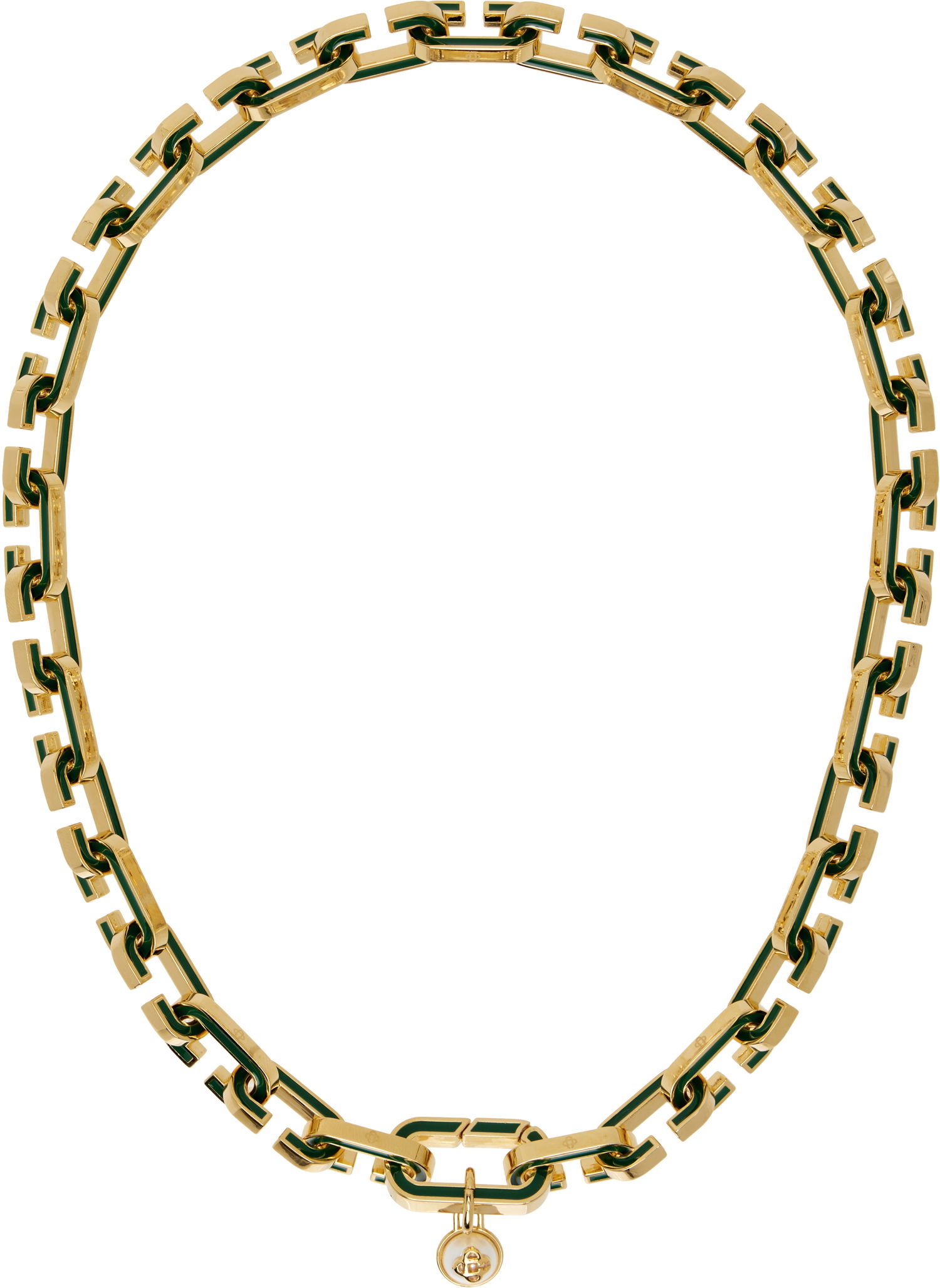 Náhrdelník Casablanca Gold-Tone Green Enamel 'C' Link Necklace Metalická | A-AW25-JW-298-01, 0