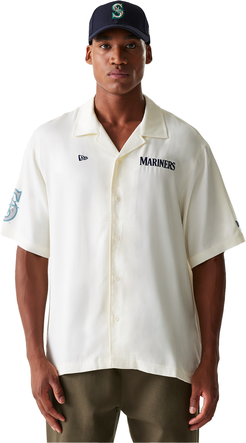 Košeľa New Era MLB Seattle Mariners Graphic Revere Collar Shirt Biela | 60667847-60667847, 0