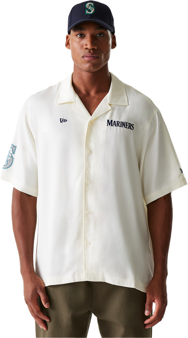 Košeľa New Era MLB Seattle Mariners Graphic Revere Collar Shirt Biela | 60667847-60667847, 0