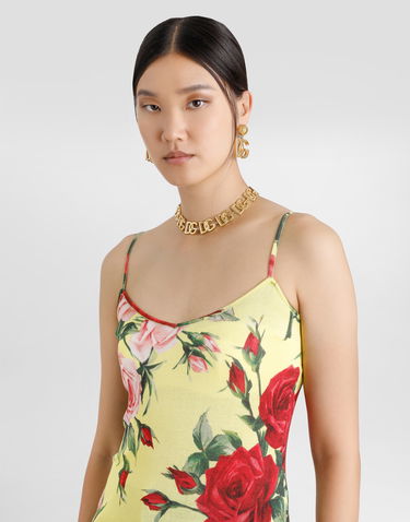 Tielko Dolce & Gabbana Dolce & Gabbana Silk Knit Tank Top With Bouquet Print Žltá | FXT40TJAHLCHG5JD, 3