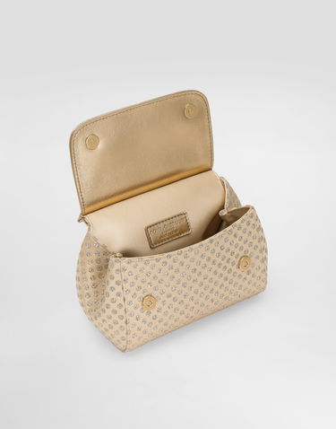 Kabelka Dolce & Gabbana Dolce & Gabbana Sicily Satin Crossbody Bag with Rhinestones and Glittery Polka Dots Metalická | EB0003AU18487610, 3