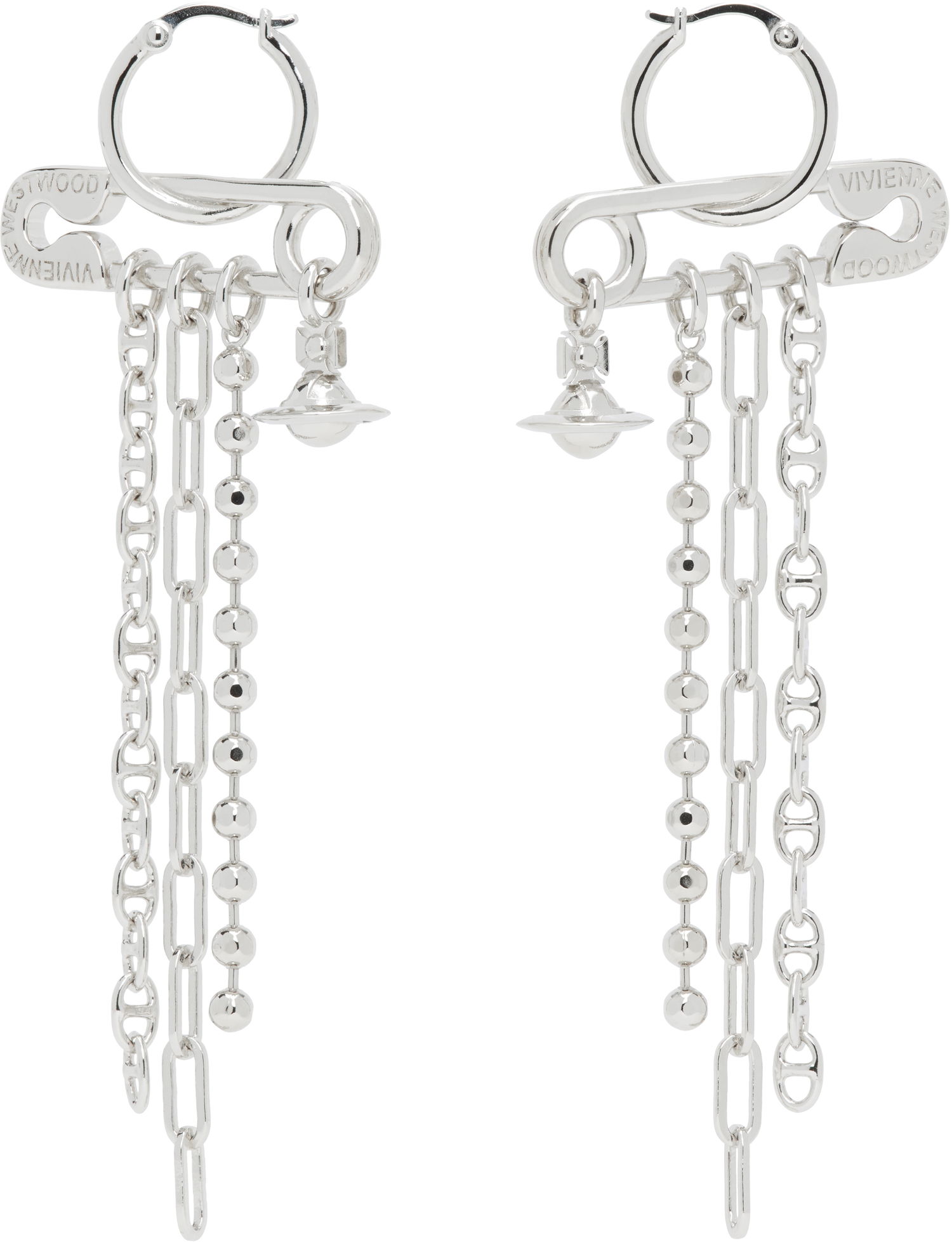 Náušnice Vivienne Westwood Vivienne Westwood Ginetta Safety Pin Orb Dangle Earrings Metalická | 6202017A-02P019-, 0
