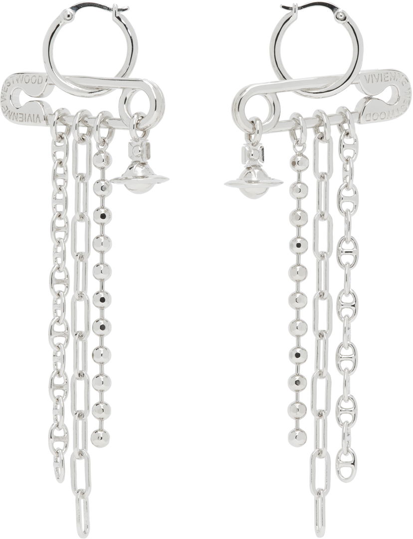 Náušnice Vivienne Westwood Vivienne Westwood Ginetta Safety Pin Orb Dangle Earrings Metalická | 6202017A-02P019-
