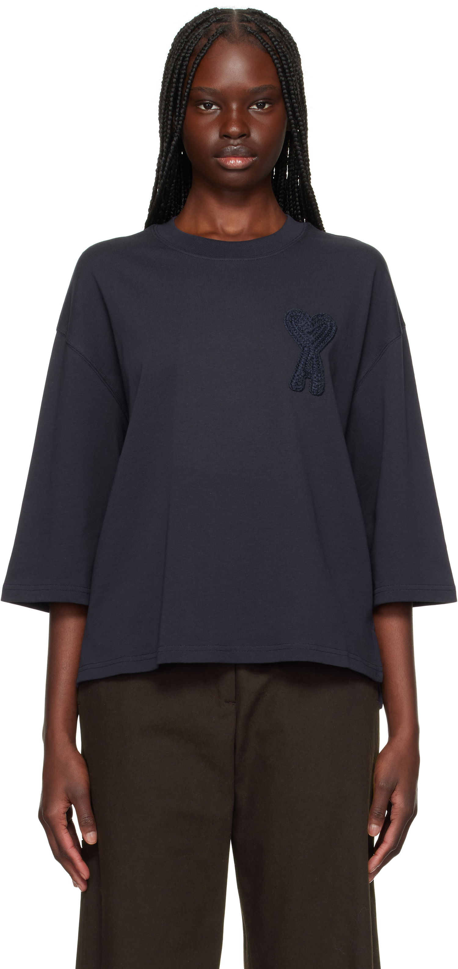 Tričko AMI AMI Paris Ami de Coeur Patch T-Shirt Navy | FTS055.726, 0