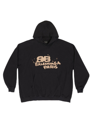 Mikina Balenciaga Hand Drawn BB Icon Large Fit Hoodie Čierna | 620947TNVQ11059