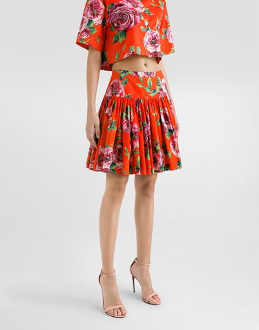Sukňa Dolce & Gabbana Dolce & Gabbana Antique Rose Print Cotton Mini Skirt Oranžová | F4CFATHS5TIHO5JA, 3