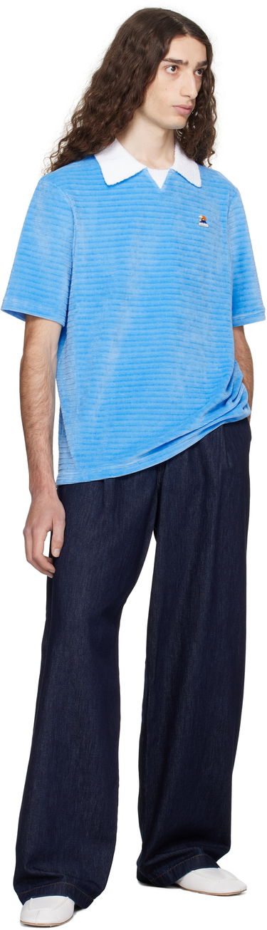 Polo tričko Casablanca Casablanca Velour Stripe Polo Modrá | MPF25-JTP-383-01, 3