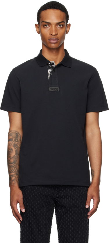 Polo tričko Versace Versace Jeans Couture Outline Barocco Polo Čierna | E78GAG627_EJ0003, 0