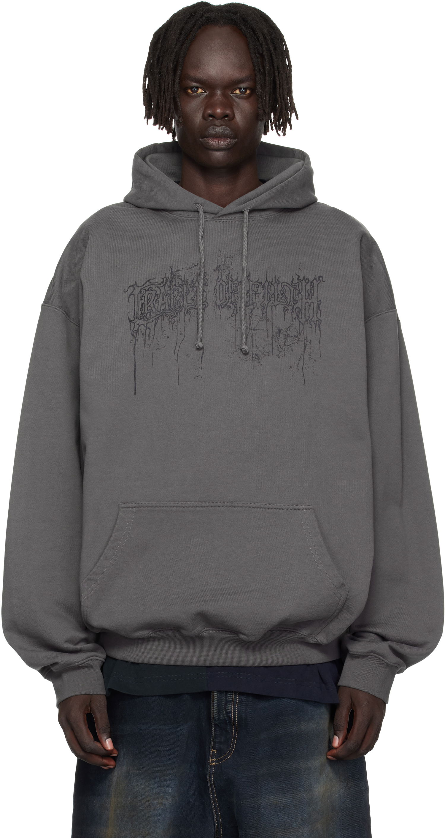 Mikina VETEMENTS Vetements Cradle of Filth Dripped Logo Oversized Hoodie Šedá | UCF76HD400M, 0